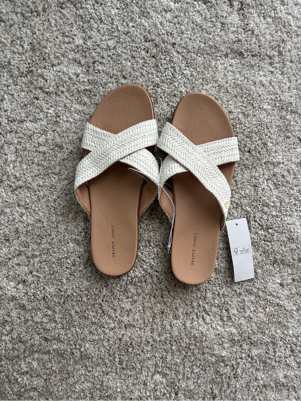 Draper James Women's Cream Braided Cross‑Strap Slide Sandals